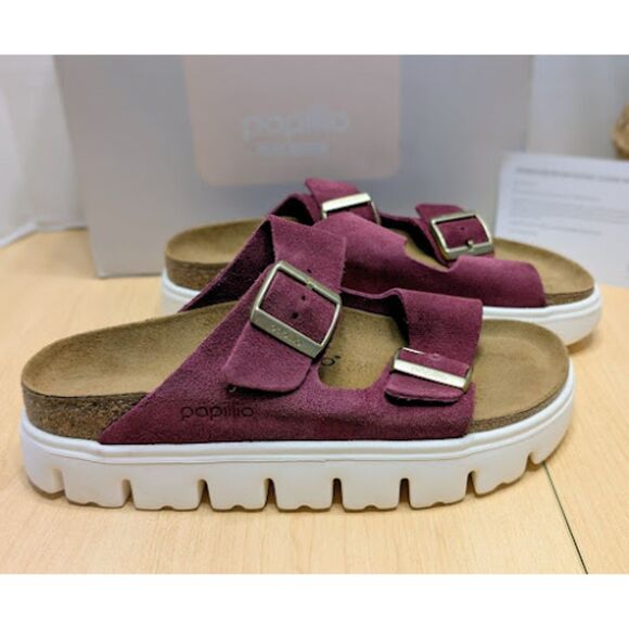 Birkenstock Arizona Papillio Berry Crush Suede Chunky Platform Sandals EU 39 NIB - Picture 2 of 13